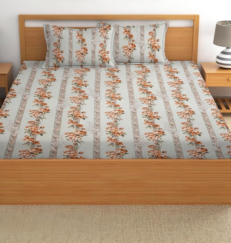 STARNSTYLE 100% Cotton King Size Bedsheet with 2 Pillow Covers - Brown Rose - Image 2